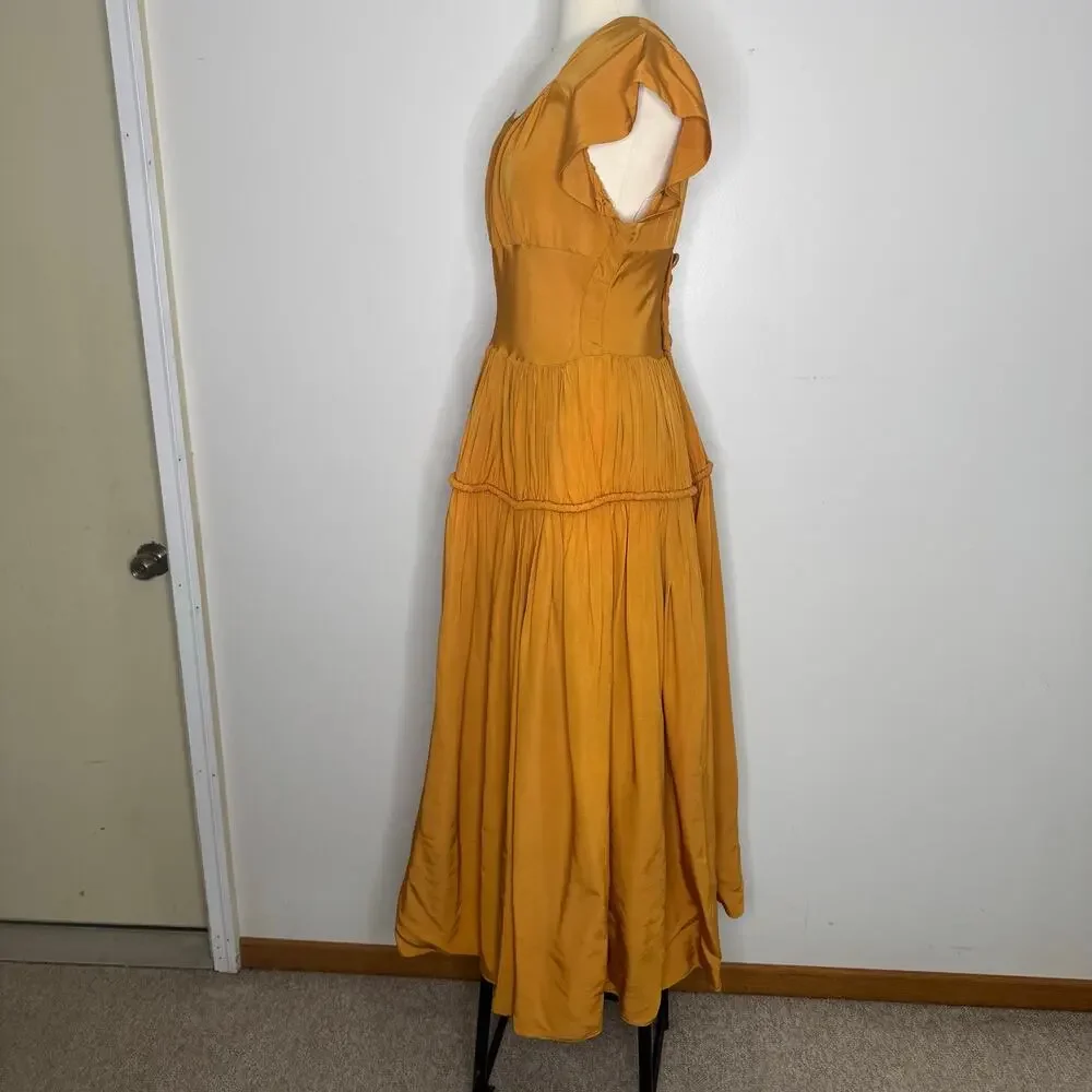 Vintage 1930s Mustard Yellow Maxi Dress - Picture 6 of 11